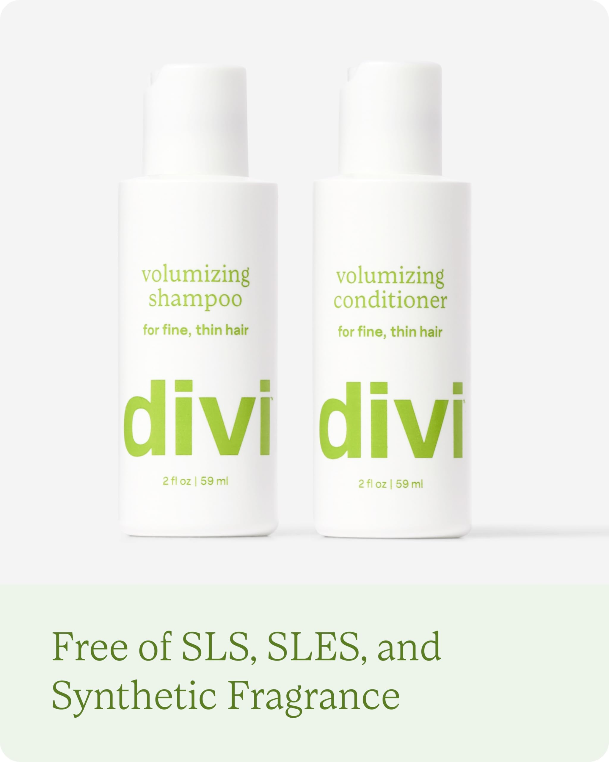 Divi Mini Volumizing Shampoo & Conditioner - Lightweight Formula for Fine Hair - Designed to Strengthen and Protect the Hair from Damage - Travel Size, 2oz
